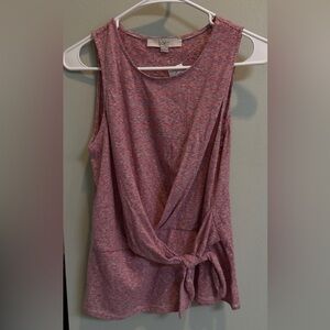 LOFT Red and White Sleeveless Top with Tie